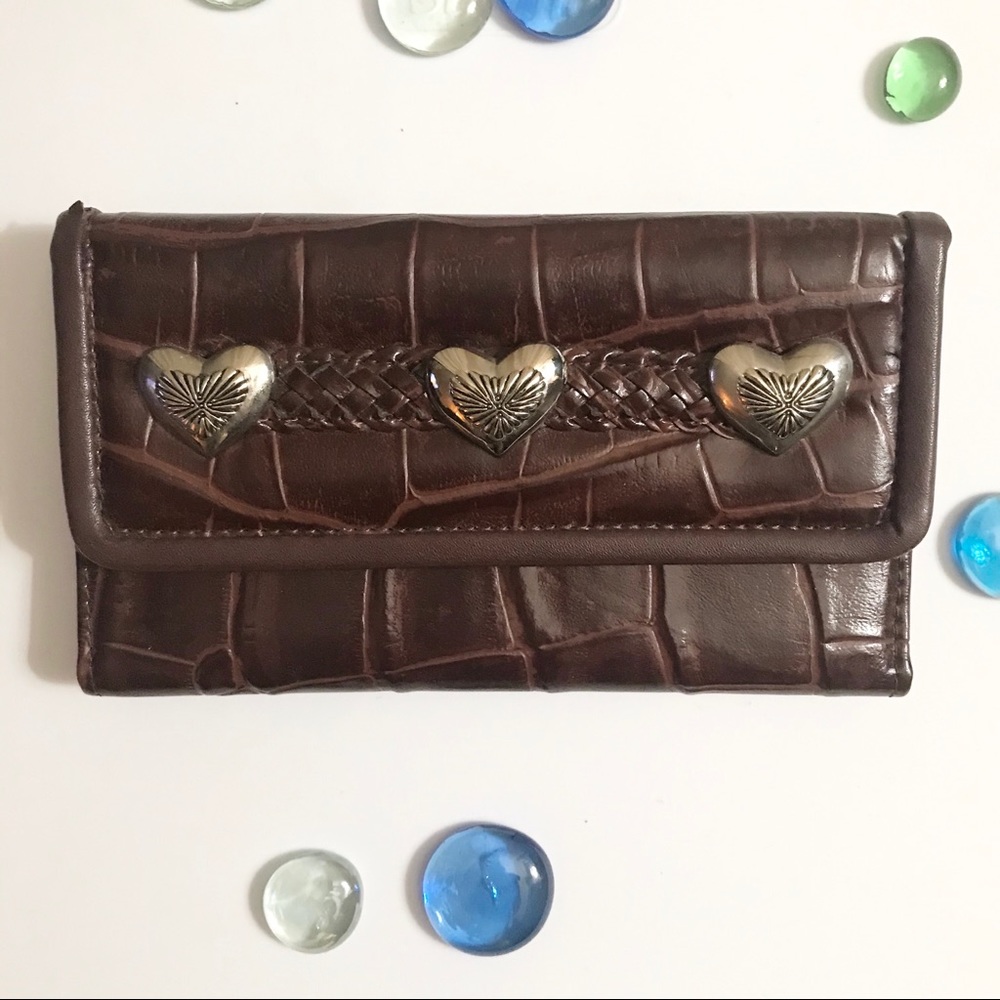 💰4/$25 Brown Faux Alligator Card Checkbook Wallet